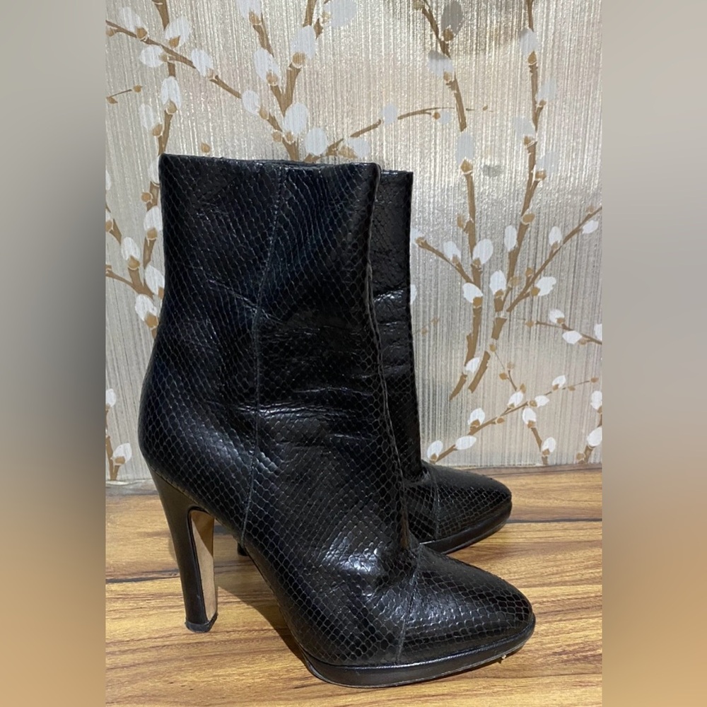 Giuseppe Zanotti Snake Embossed Black High Heel Booties